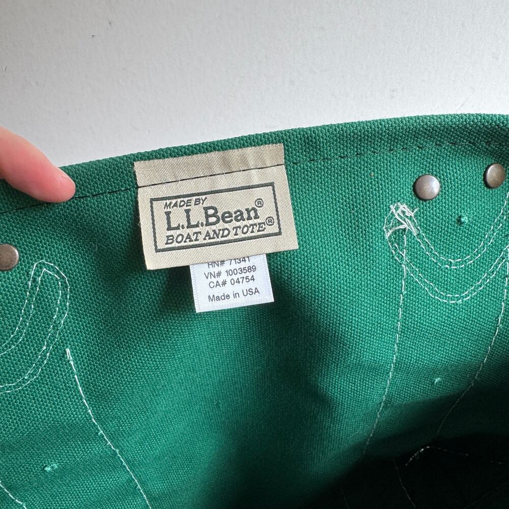 NWT L.L.Bean Green Tricolor Monogram S Leather-Handle Katahdin Boat and Tote Bag - Picture 6 of 10